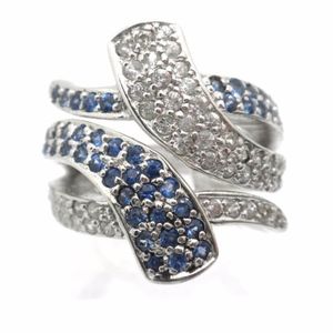 Sterling Silver Genuine Sapphires Ring 7